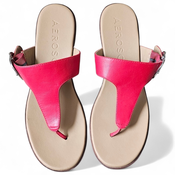 AEROSOLES Red and Silver Thong Sandals - Picture 4 of 8